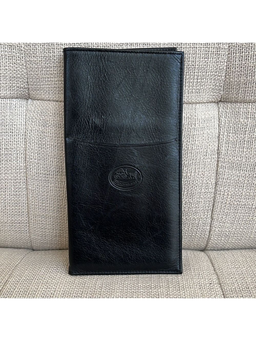 ROCHELIER Black Leather Large Bi-Fold Travel Wallet Made in Canada Unisex
